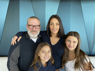 Eric Oldfield at home with his family during the learning-from-home period