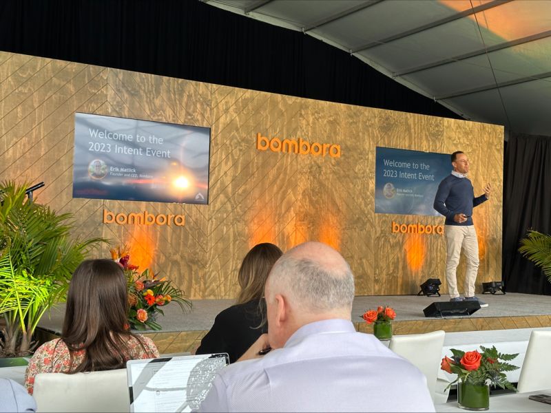 Erik Matlick speaking onstage at Bombora’s 2023 Intent Event