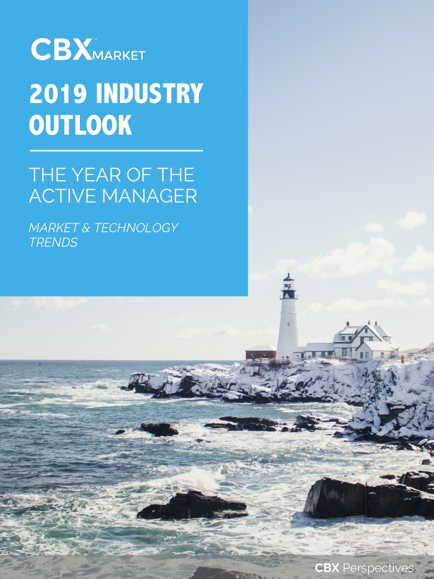 Original cover of CBXmarket’s 2019 Industry Outlook, showing a lighthouse on a snowy coast