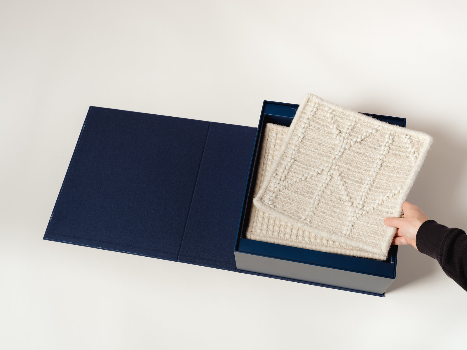 Ernesta sample box containing Odessa in Oatmeal and Lissie in Cream
