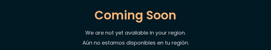 Estoy’s official website displays Coming Soon and a regional availability notice in English and Spanish.