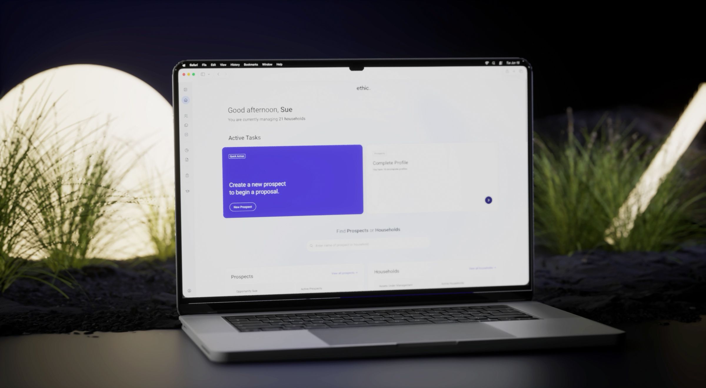 Ethic’s advisor platform displayed on a laptop
