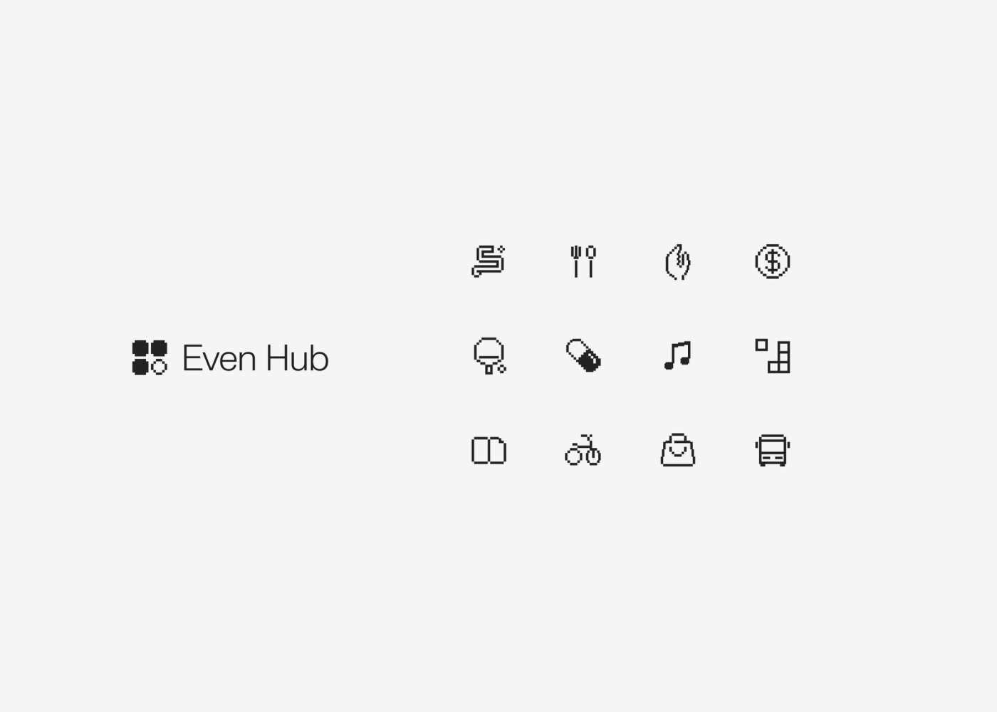Even Hub developer platform icons showing categories like food, music, transit, and shopping apps