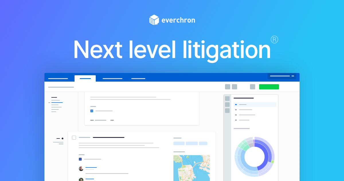 Everchron - Next level litigation. Brand image showing the Everchron logo above a product screenshot.