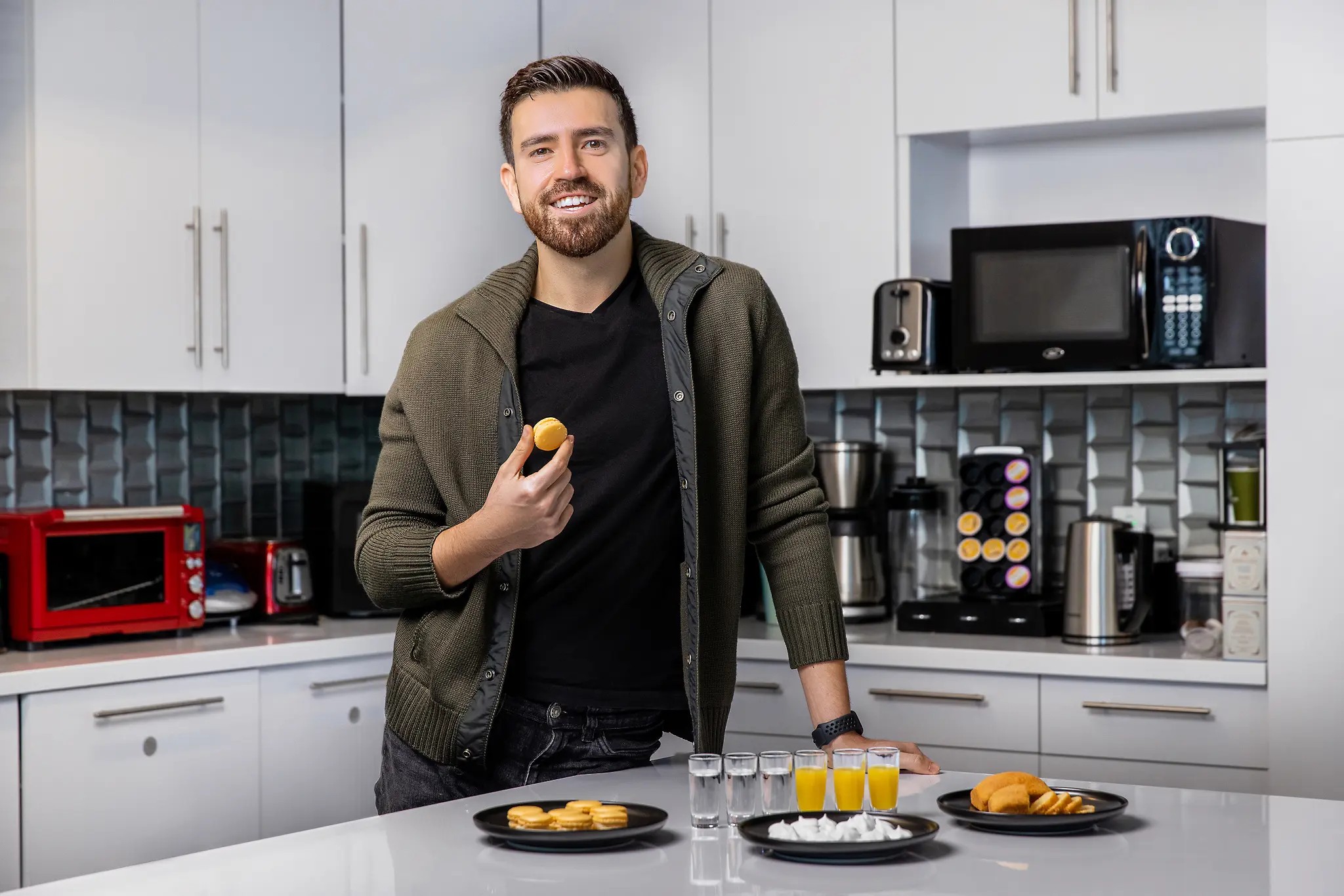 EVERY co-founder Arturo Elizondo in a test kitchen with egg-based food samples