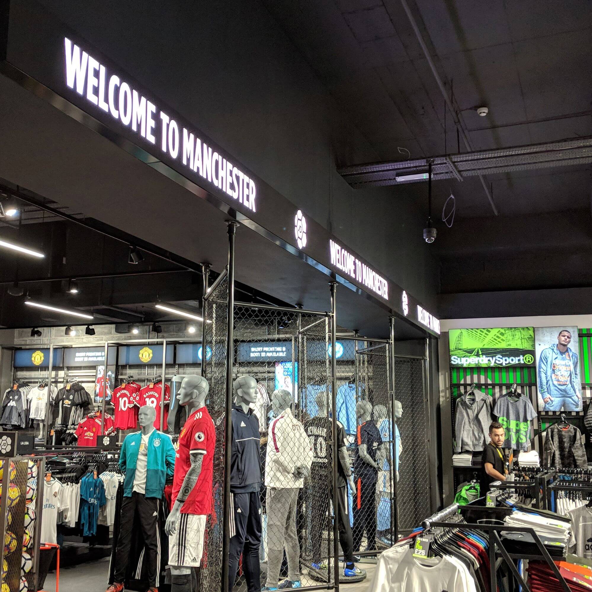 Digital signage inside a JD Sports store in Manchester