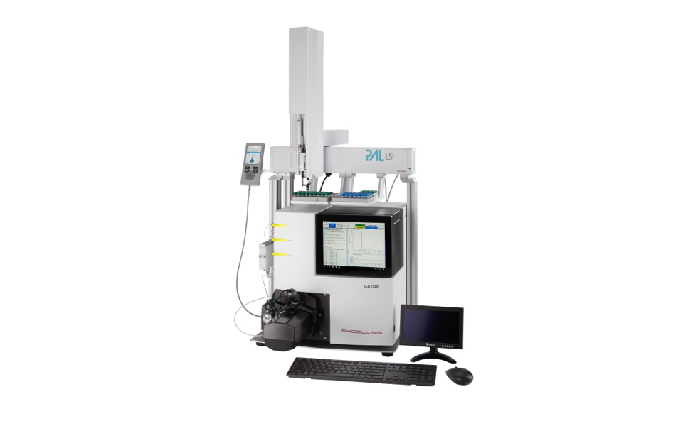 Excellims GA2200 analyzer fitted with a PAL autosampler, monitor and keyboard