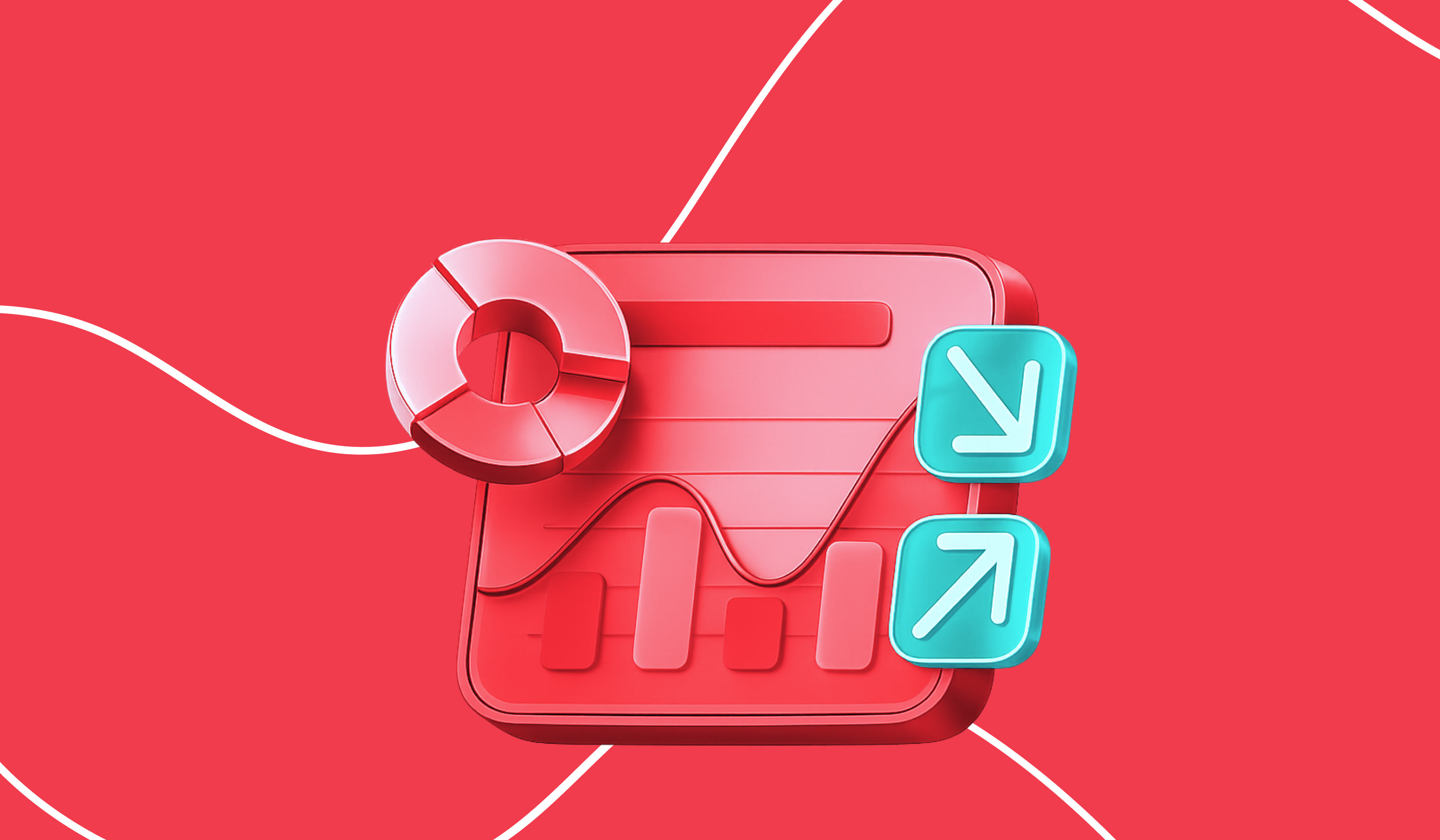 EXUS illustration of analytics, a chart and directional arrows