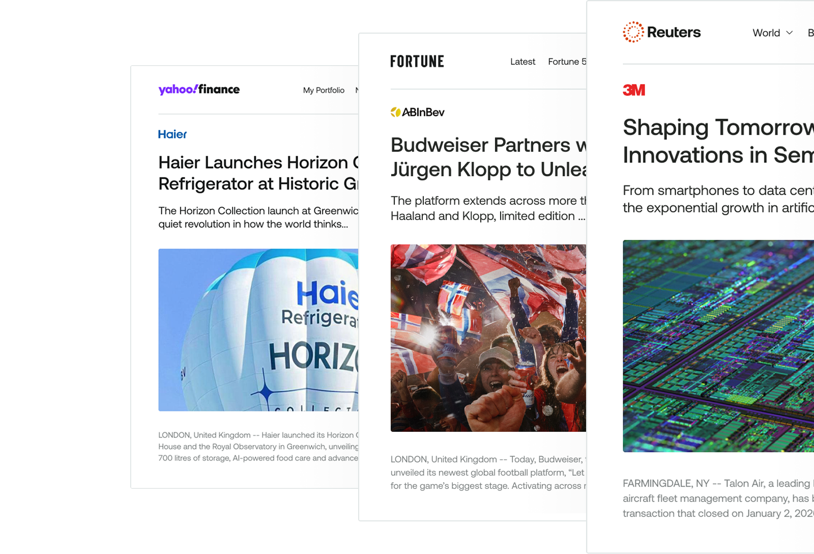 EZ Newswire interface screens showing distribution and reporting views