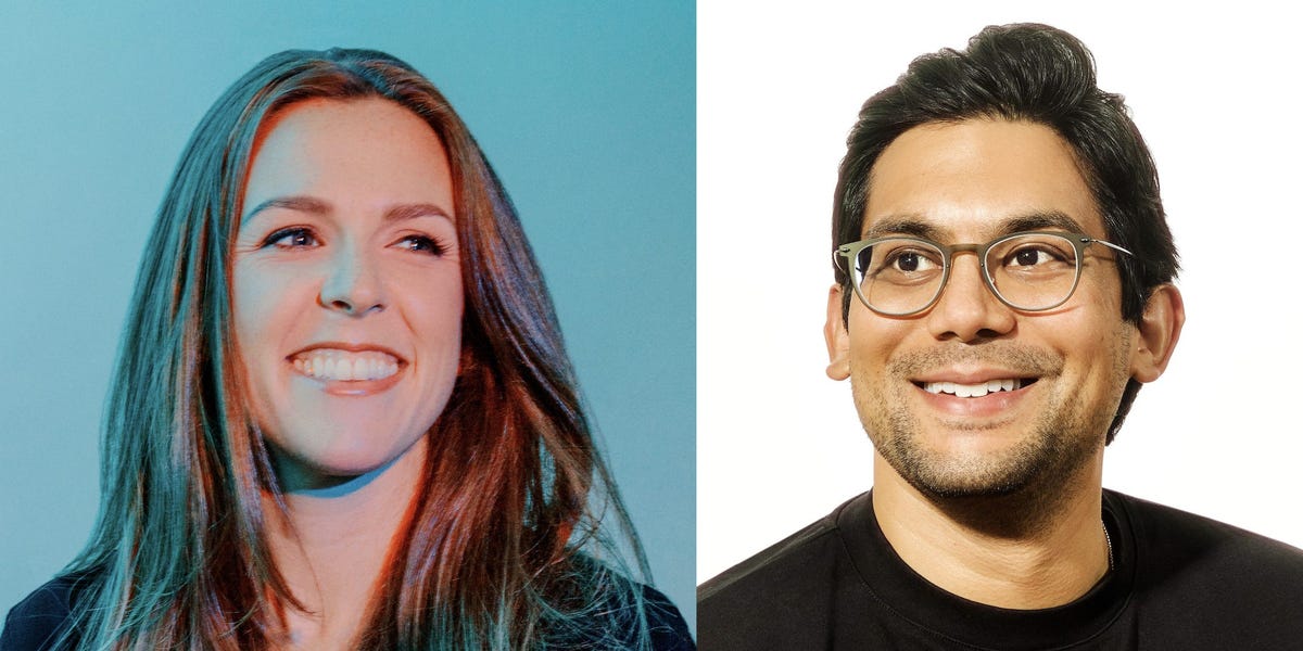 EZ Newswire co-founders Caitlin Kelly and Neel Shah seated together