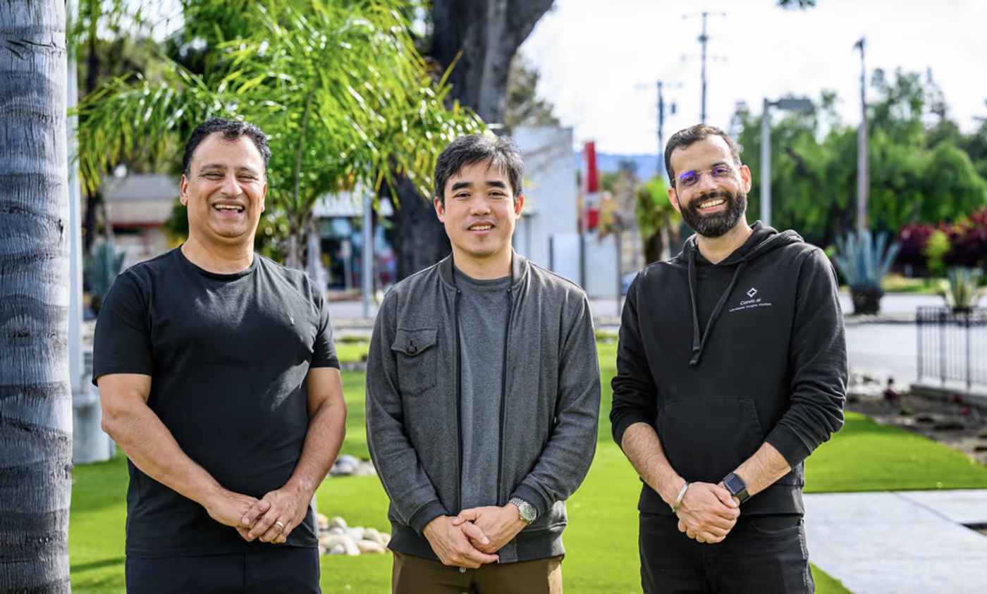 Corvic AI’s three co-founders standing together outdoors