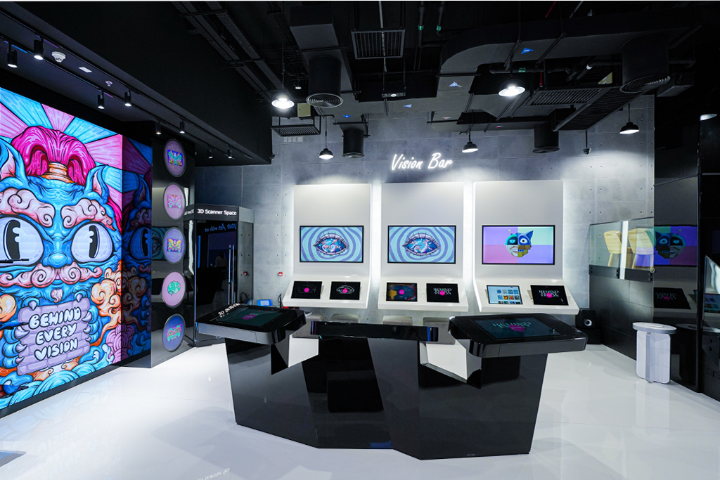 Digital artworks, interactive terminals and a 3D scanner inside the ftNFT Dubai Mall gallery