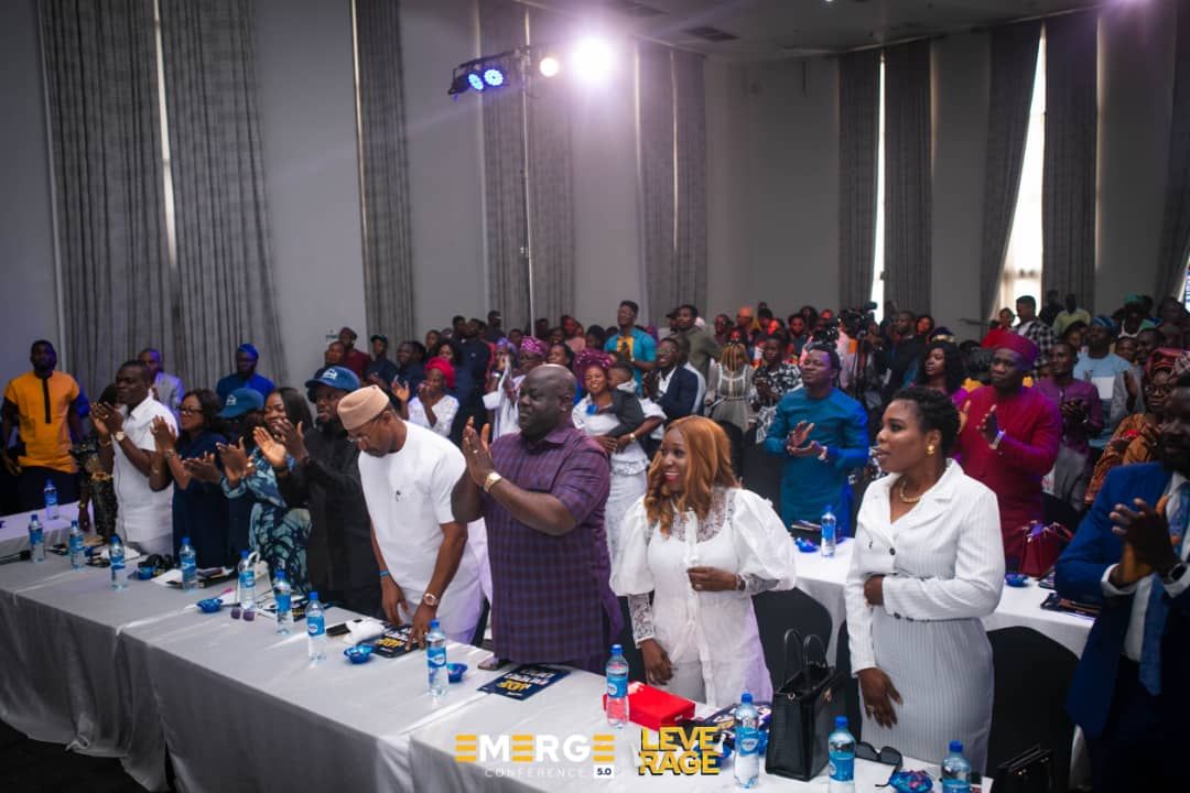 Attendees standing and applauding at Emerge Conference 5.0 in Lagos