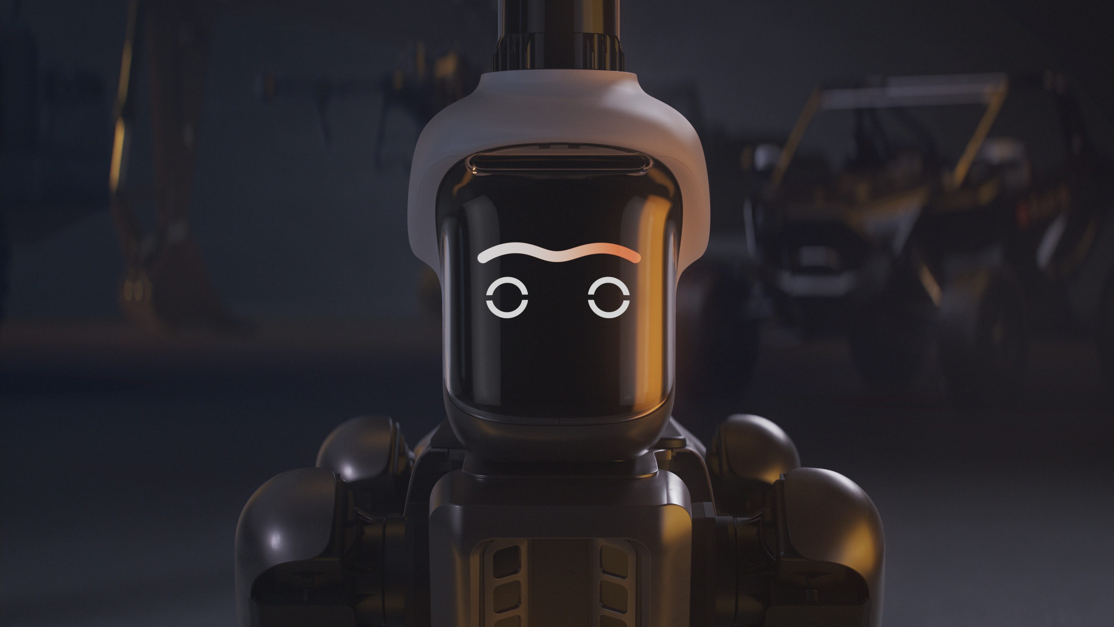 Close-up of a humanoid robot displayed on FieldAI’s website