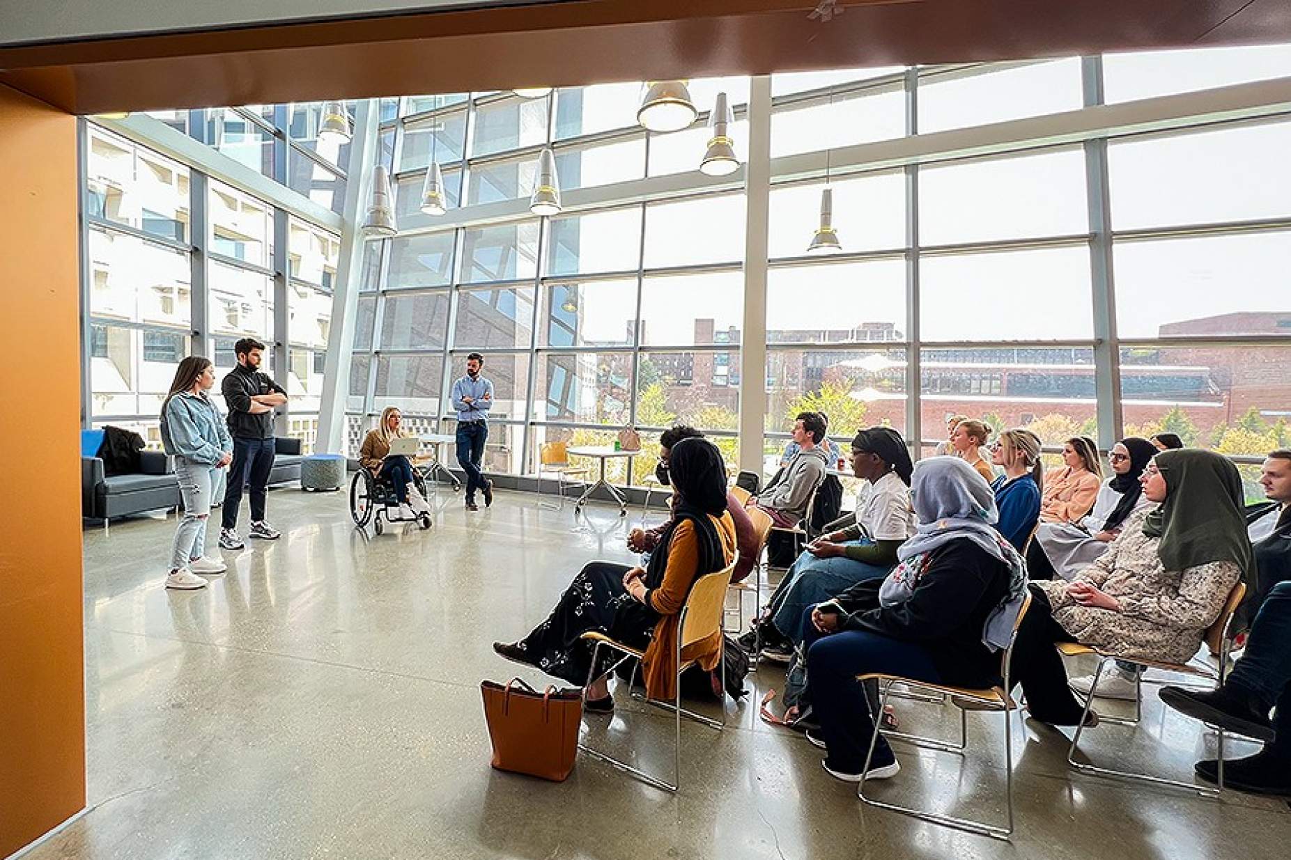 Filip Sasic and BOLD entrepreneurs address fellows at the University at Buffalo