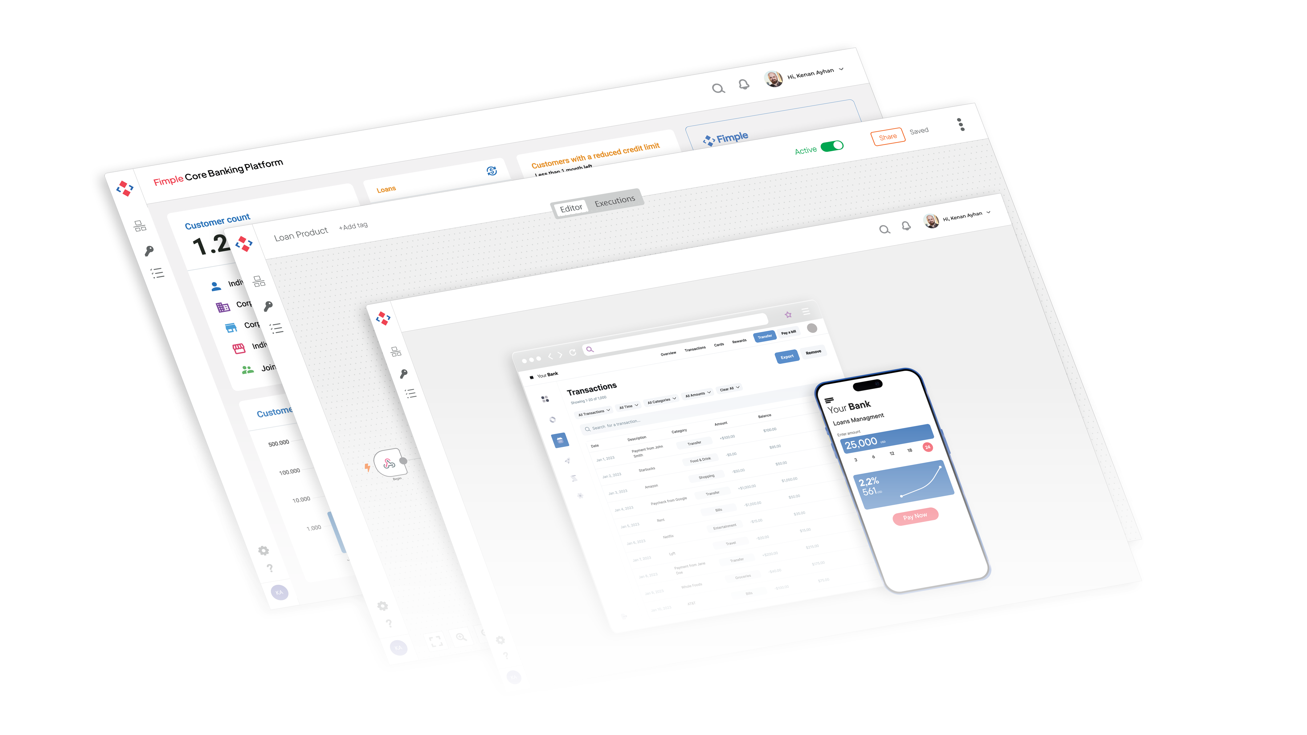 Fimple’s published illustration of its banking dashboard interface