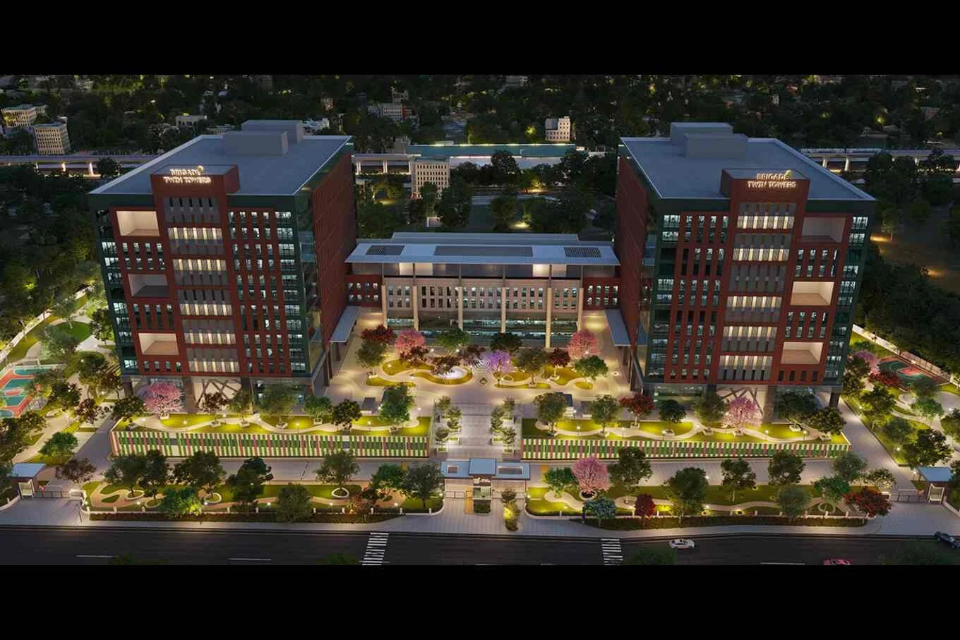 Company-supplied rendering of Brigade Twin Towers in Bengaluru