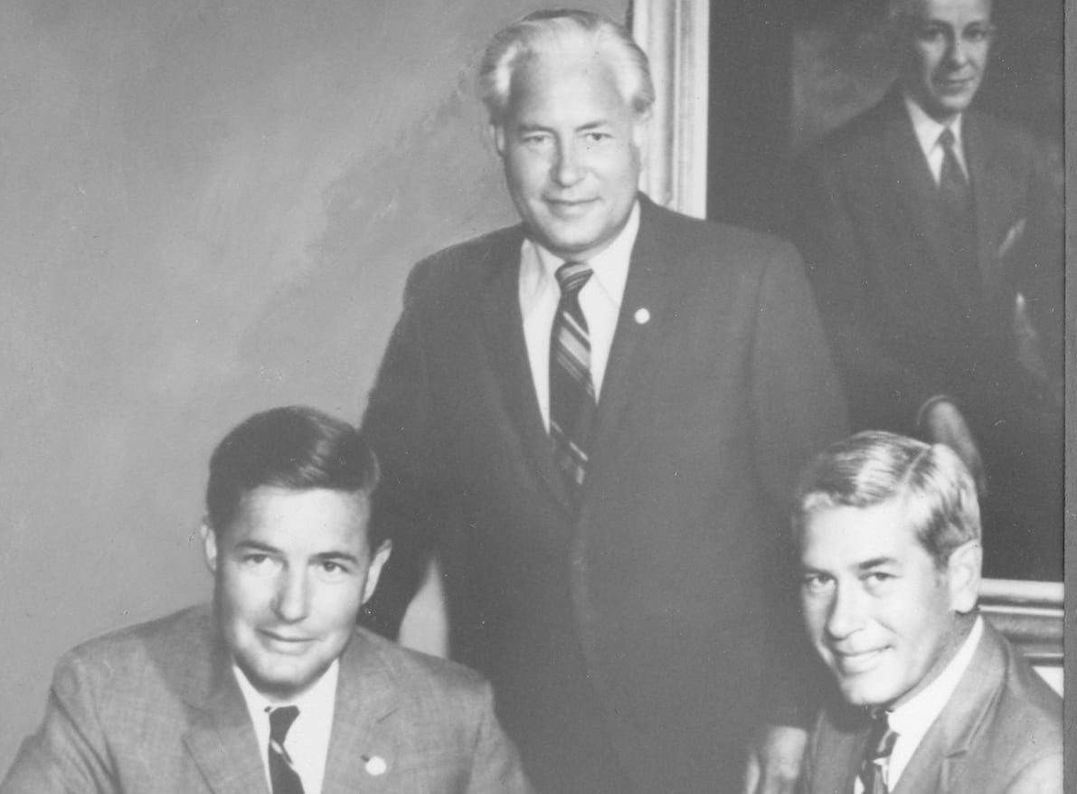 Archival portrait of the three Holding brothers who assumed leadership in 1957
