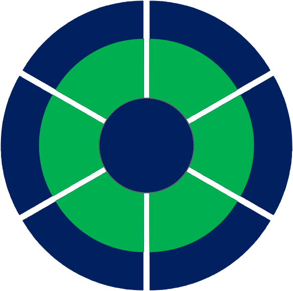 Fispoke logo - a six-spoke wheel in navy and green