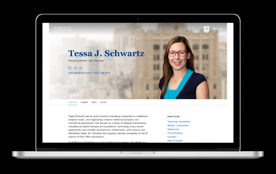 Flagship portfolio presentation of the Morrison & Foerster website across devices