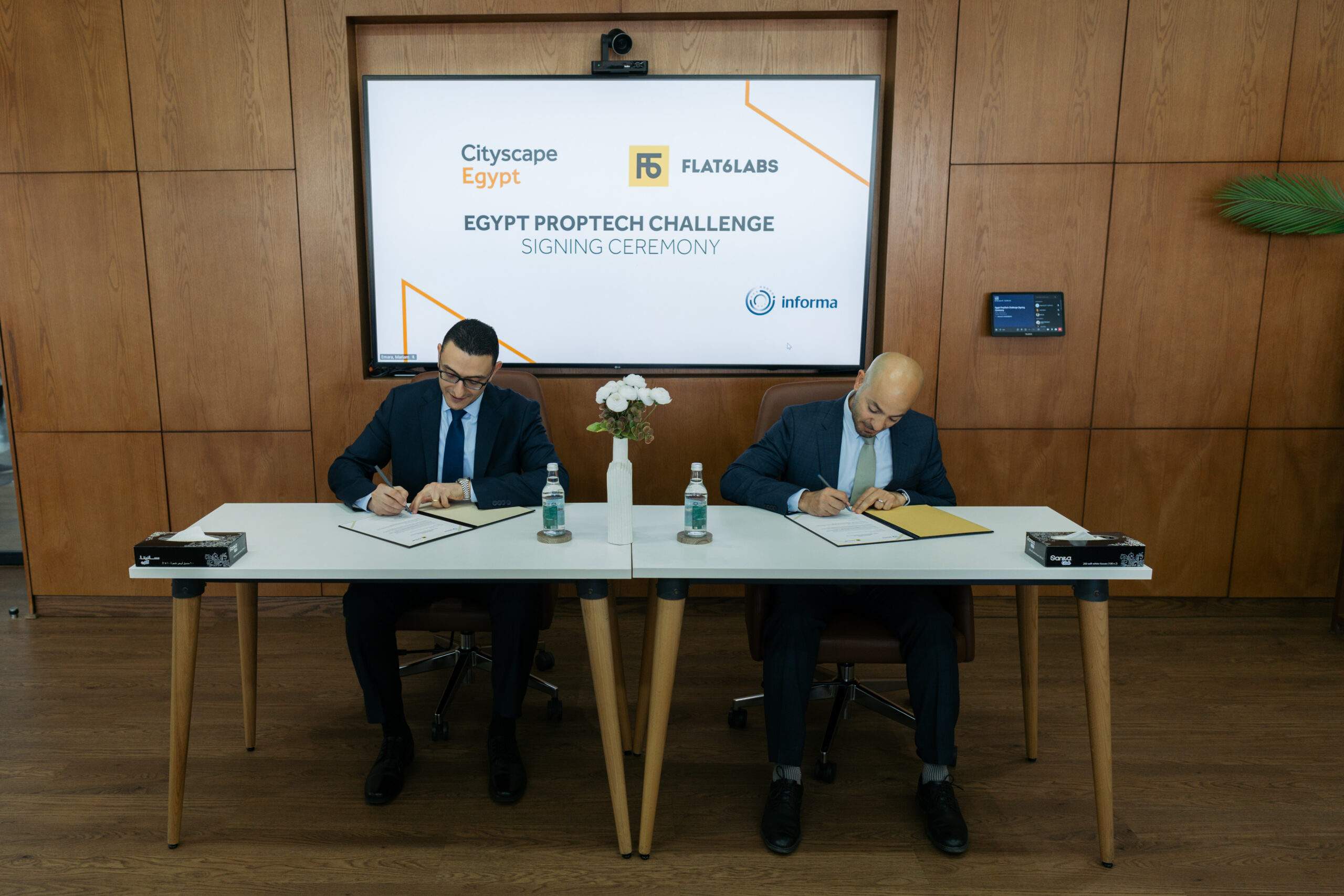Cityscape Egypt and Flat6Labs representatives at their partnership signing
