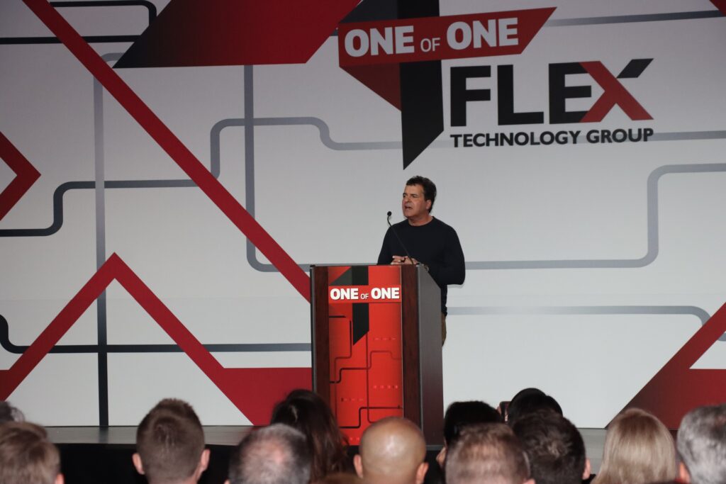 Frank Gaspari speaking at Flex Technology Group’s 2024 leadership conference in Tempe