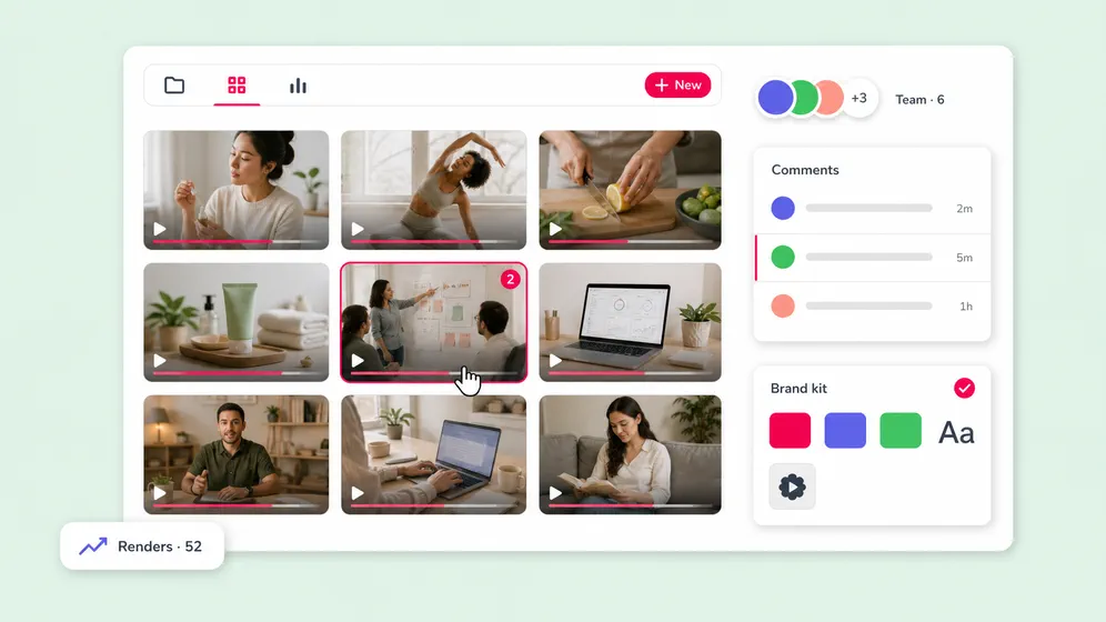 Fliki team workflow illustration with collaboration and brand controls