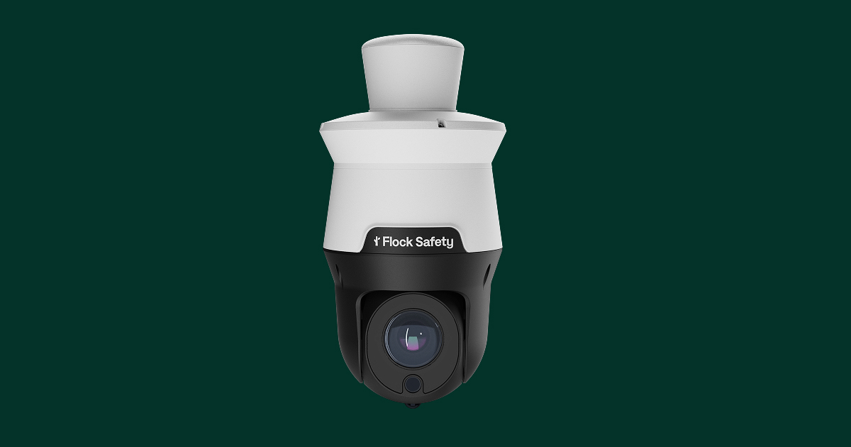 A Flock Safety pan-tilt-zoom video camera
