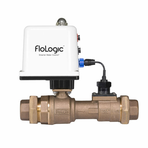 Close view of a FloLogic bronze automatic shutoff valve