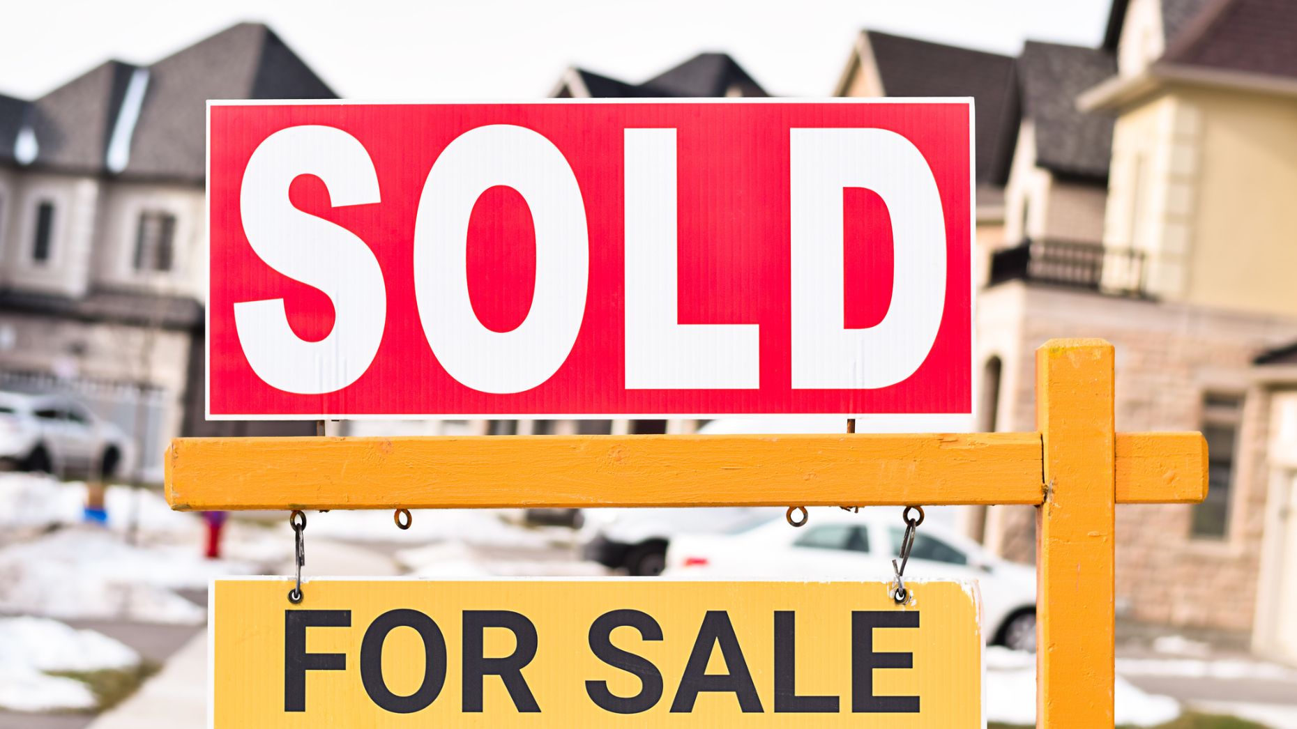 A sold sign outside a home, from Flyhomes press materials