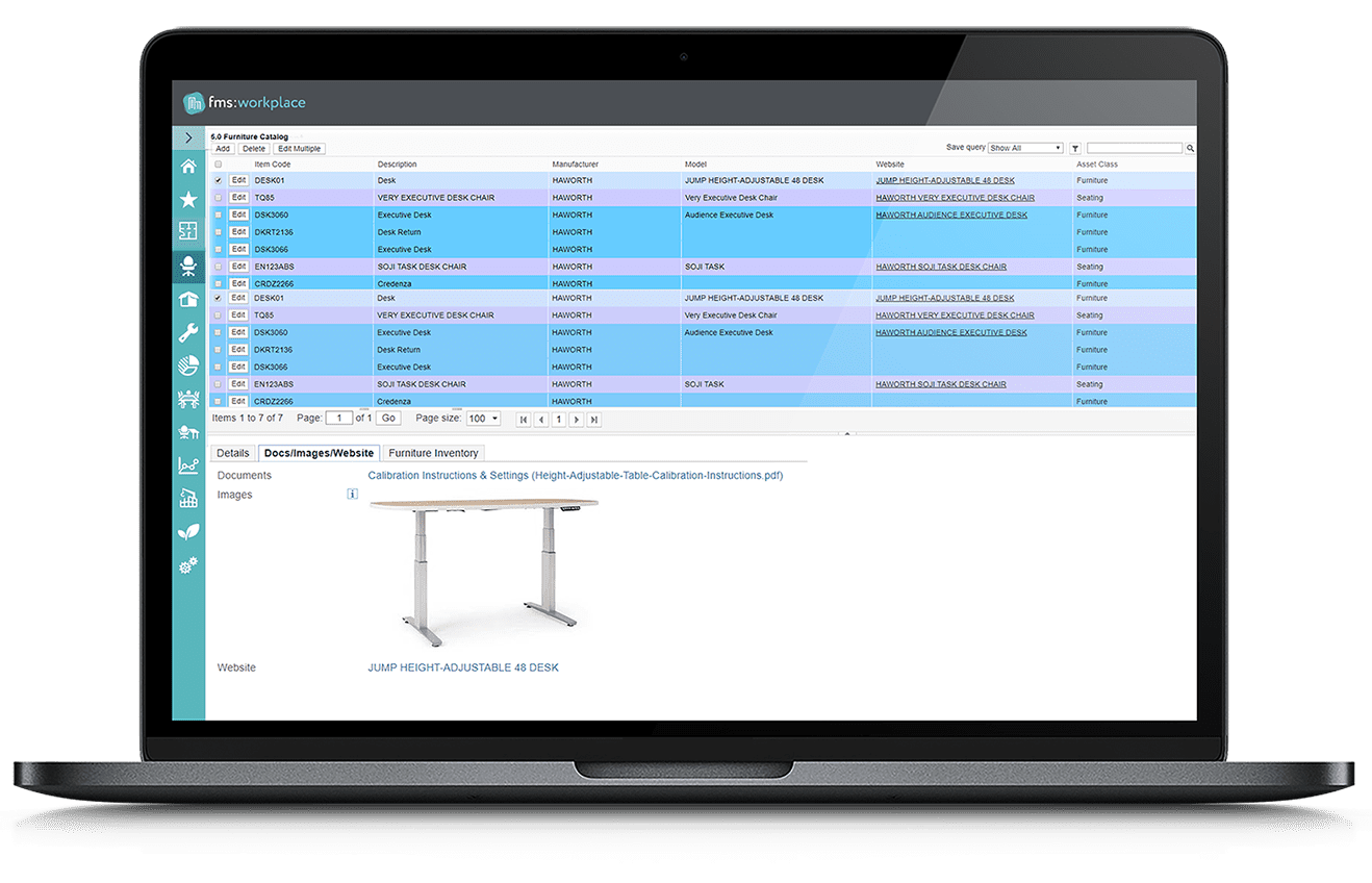FM:Systems asset inventory interface with equipment records