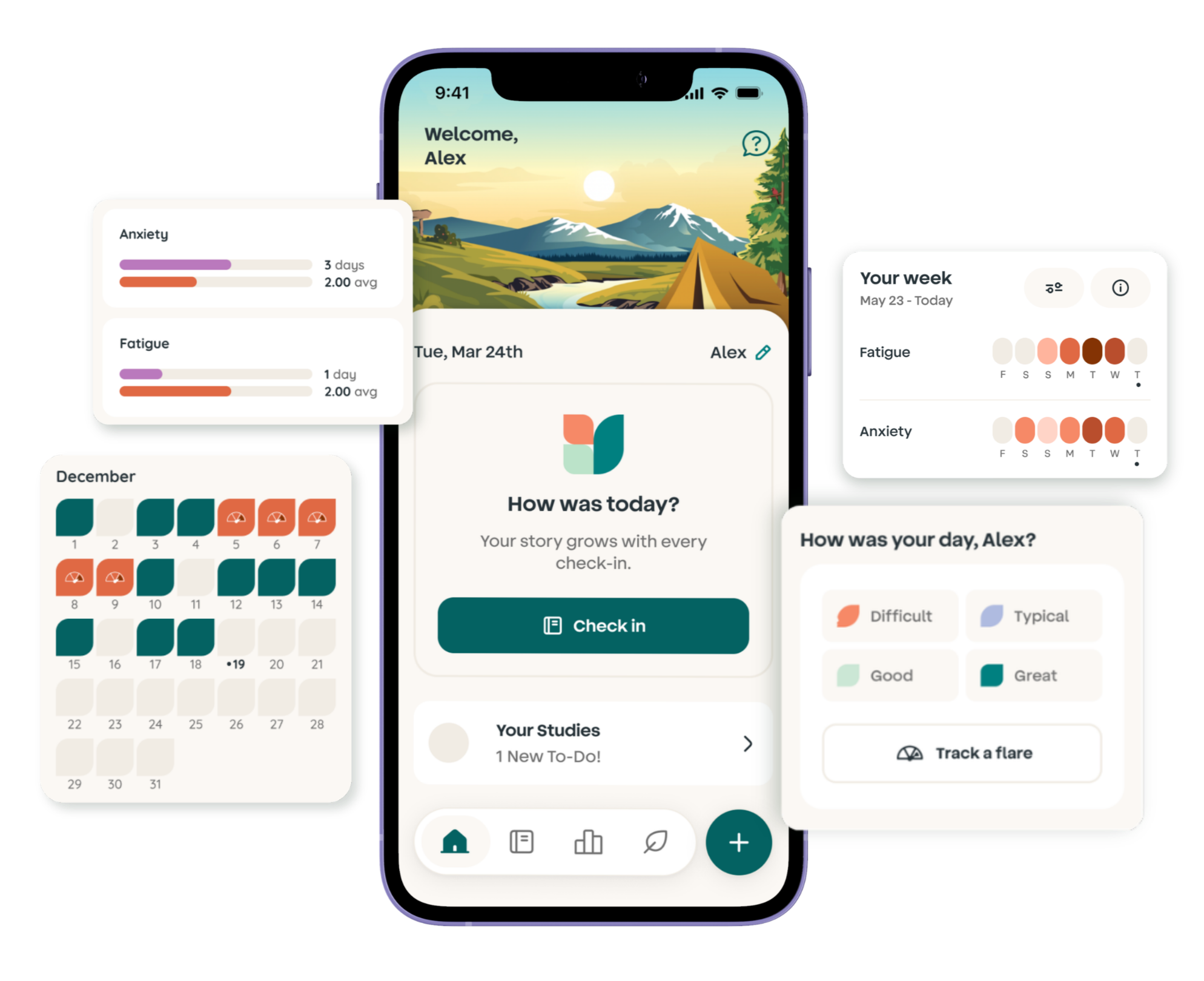 Folia product illustration showing its health tracking interface