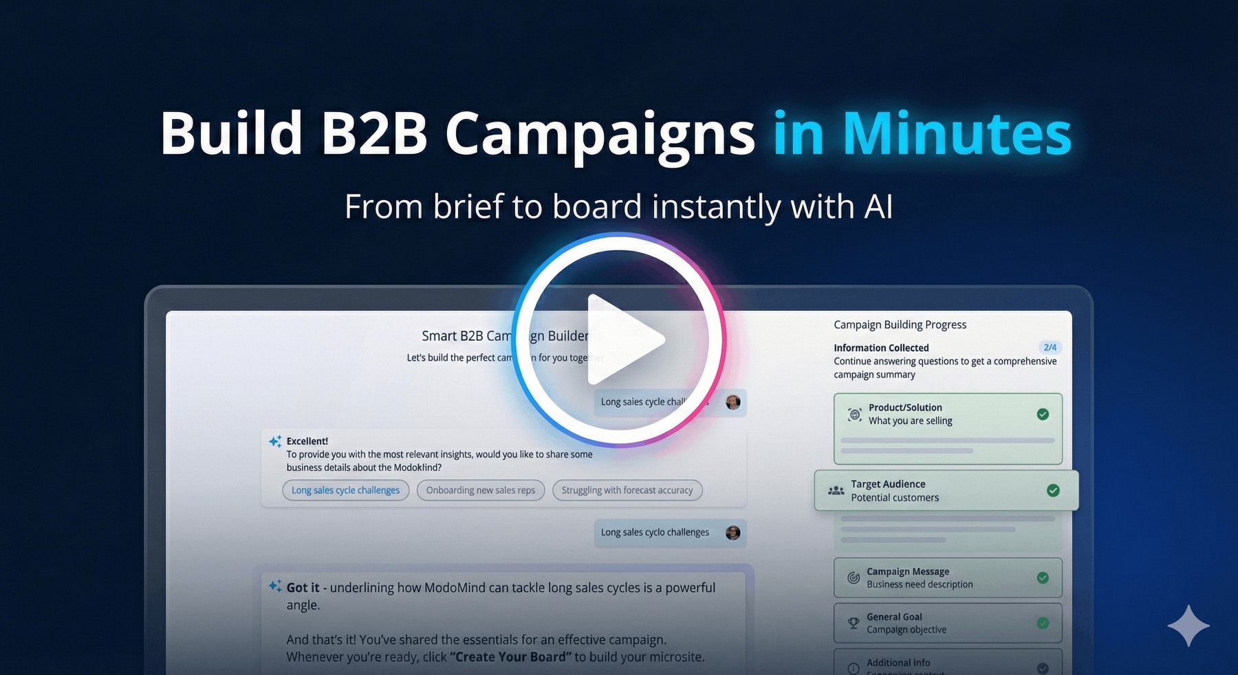 Folloze campaign agent interface showing a brief becoming a B2B campaign