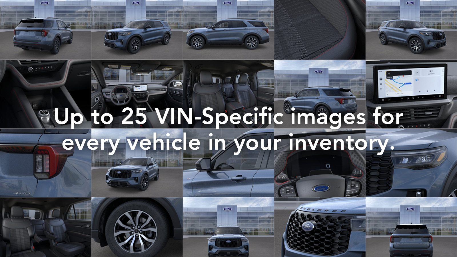 VINReal promotional contact sheet showing several exterior and interior views of an Explorer