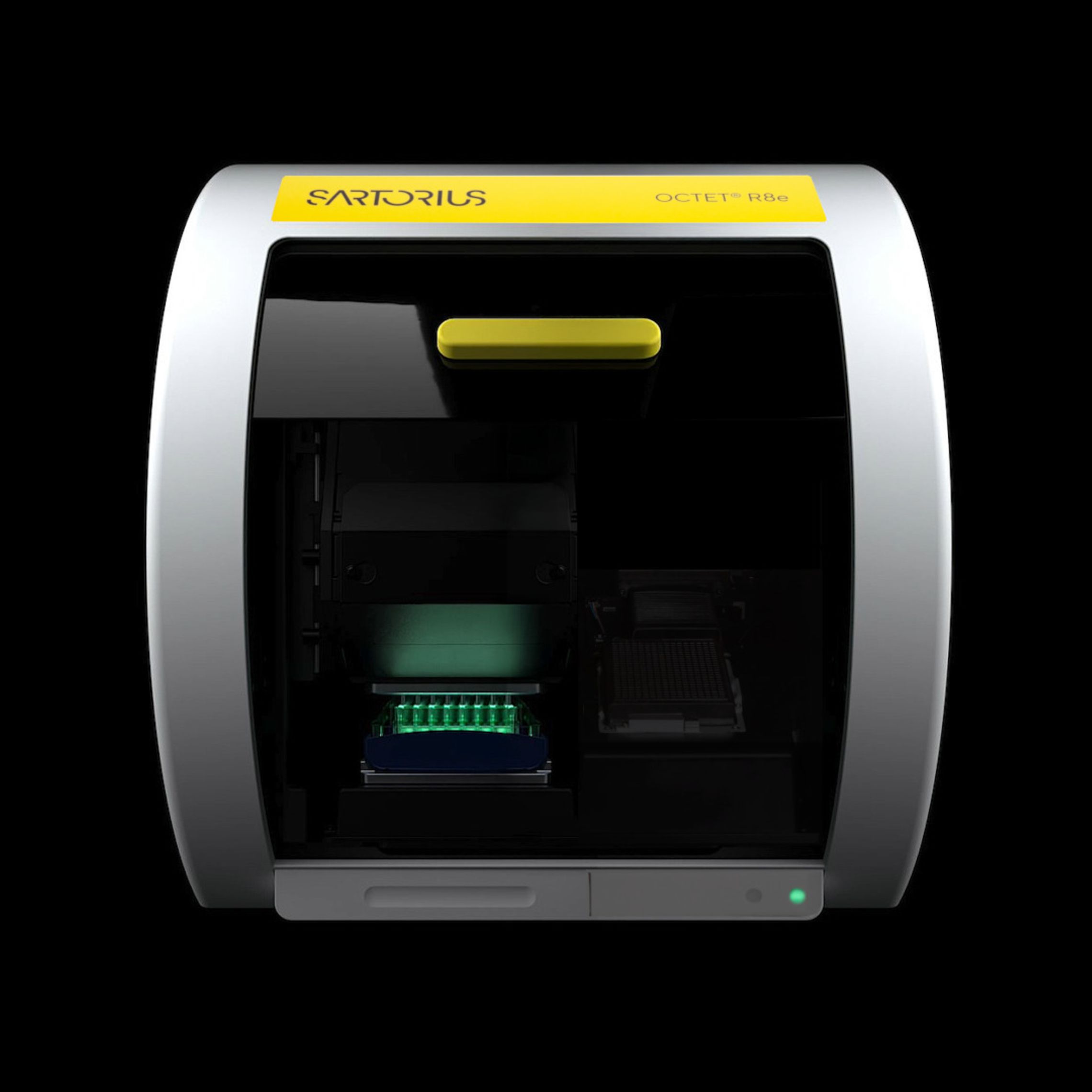 Sartorius Octet R8e biomolecular interaction analysis instrument on a black background