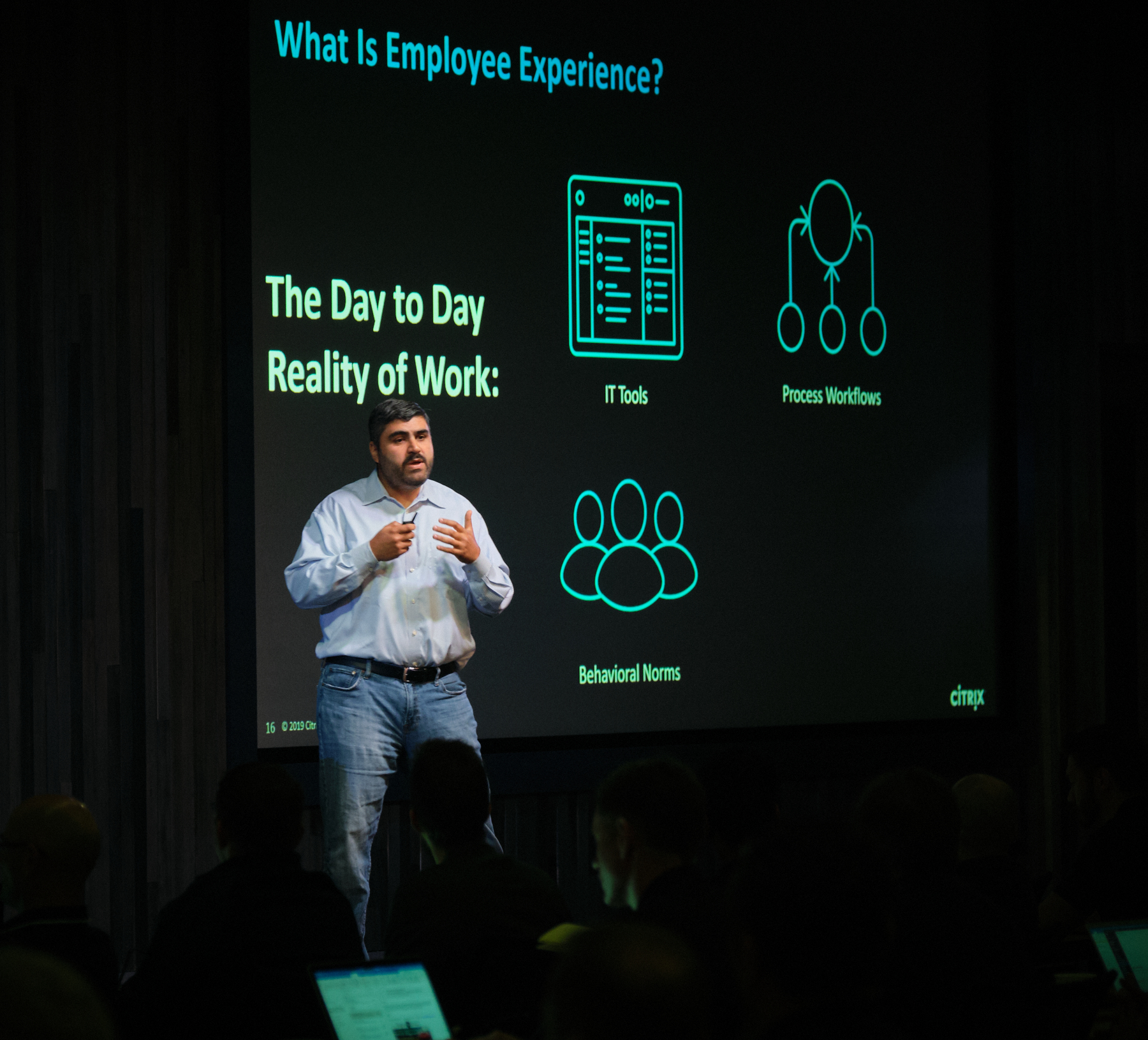Fouad ElNaggar presenting employee experience at Citrix Converge in 2019