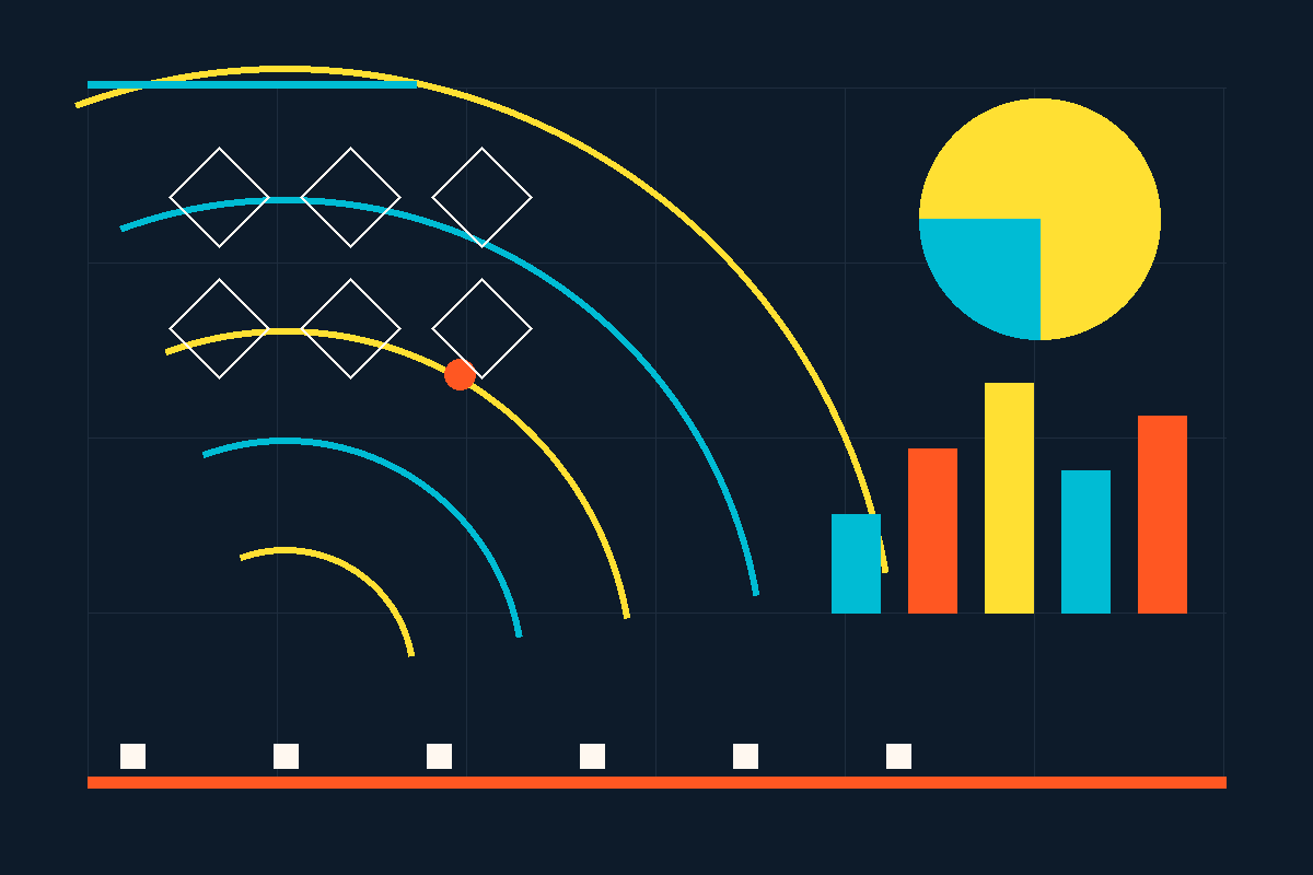 Swiss-style geometric graphic representing space, energy, and automation