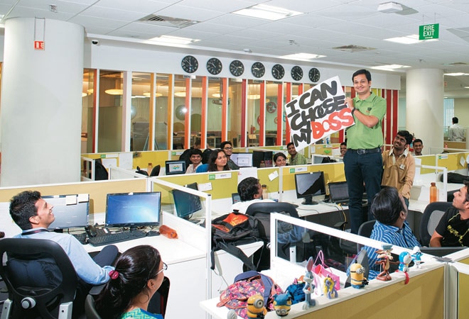 A Fractal Analytics employee working at the company's Mumbai office