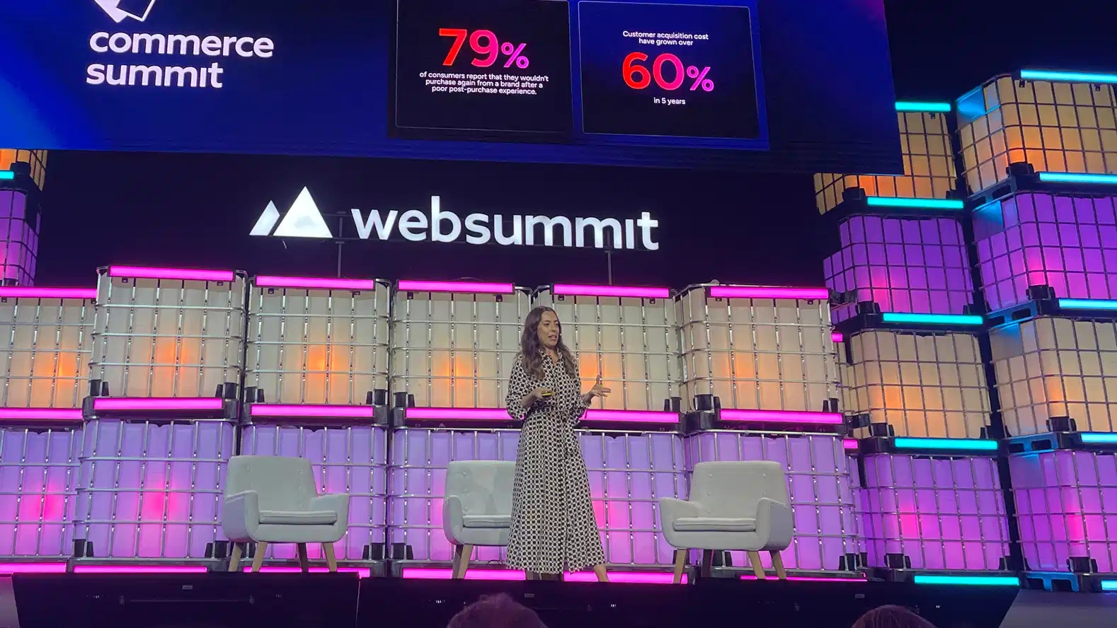 Francesca Gargaglia speaking on the Commerce Stage at Web Summit 2025