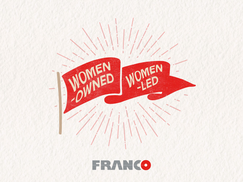 Franco artwork reading women-owned and women-led
