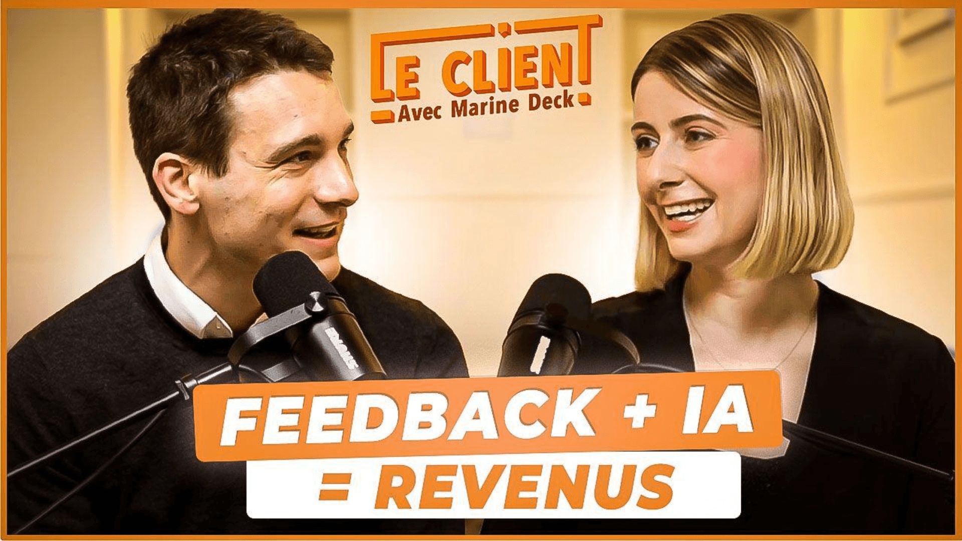 François Forest and Marine Deck pictured at microphones in artwork for Le Client