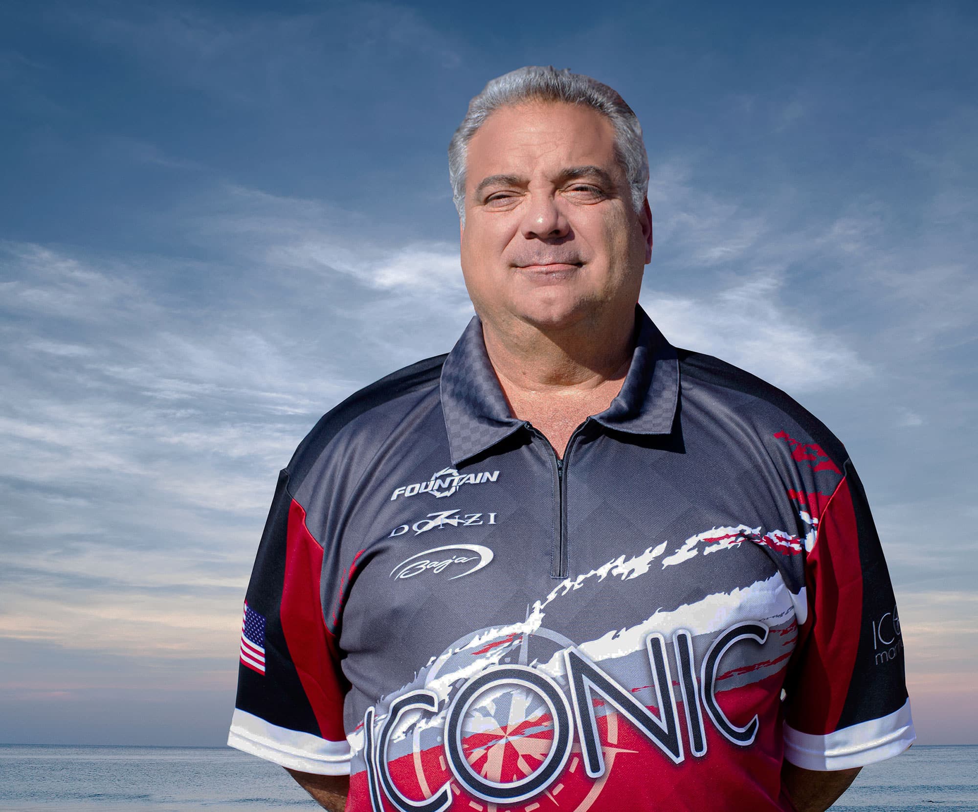 Fred Ross photographed for his interview about Iconic Marine Group