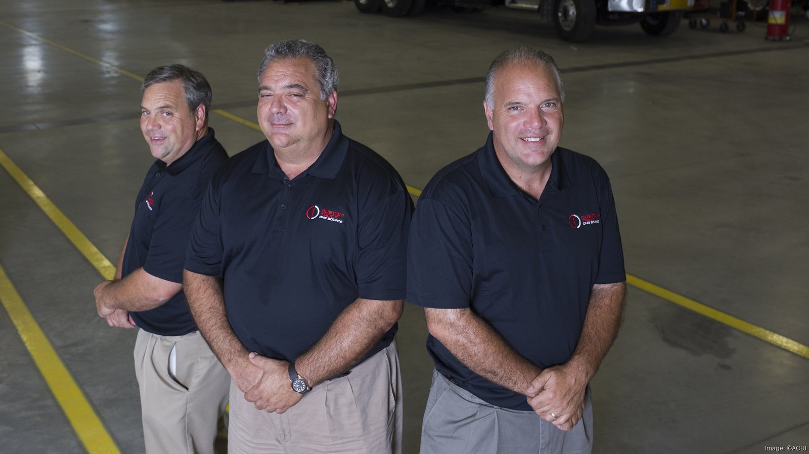 Joe, Fred and Chris Ross in the Custom Truck warehouse