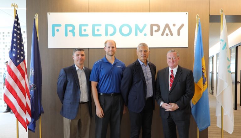 FreedomPay employees and guests at the company's Philadelphia headquarters