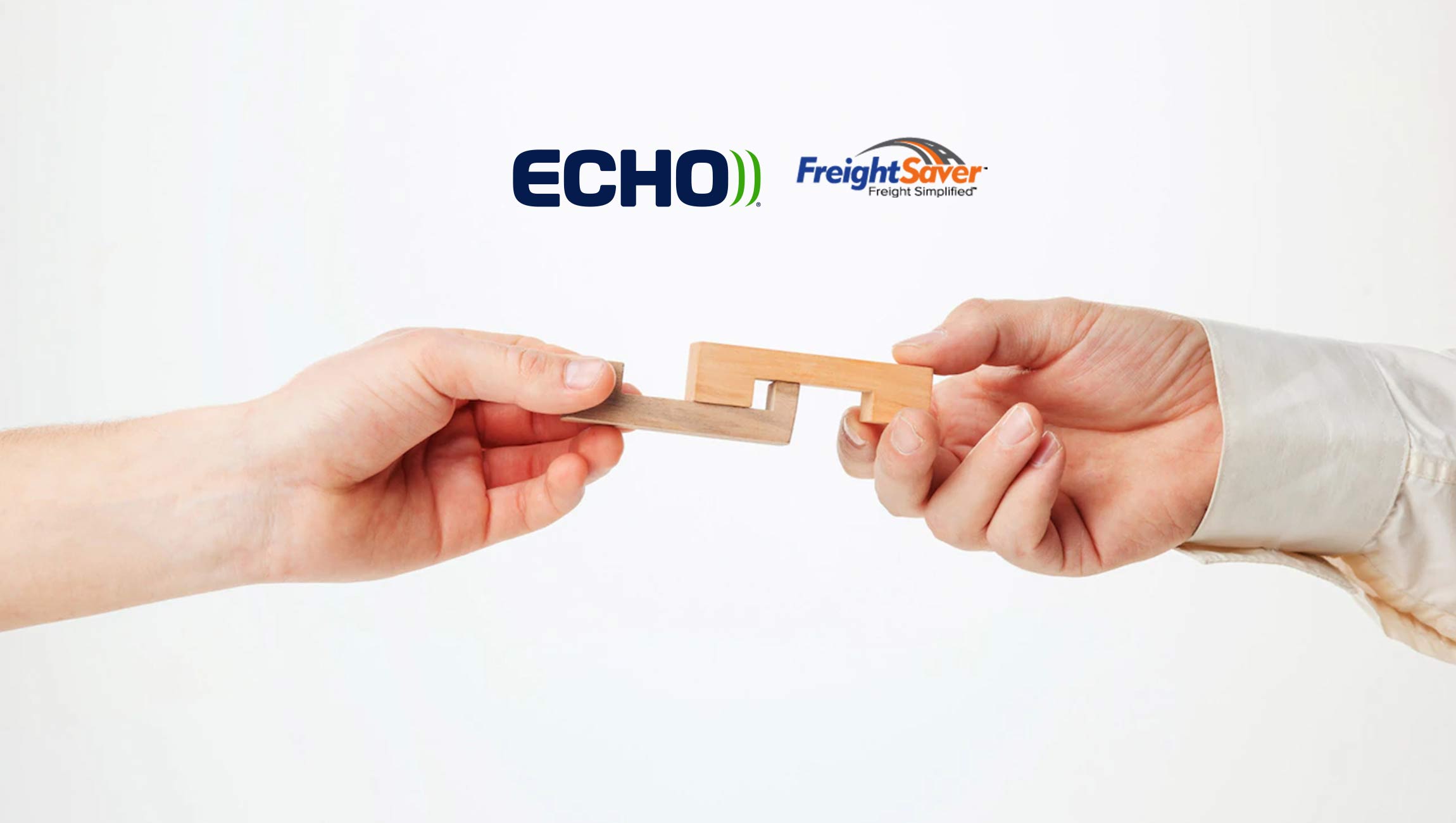 Echo Global Logistics and FreightSaver logos arranged as connecting puzzle pieces