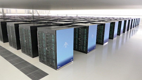 Rows of Fugaku supercomputer cabinets at RIKEN
