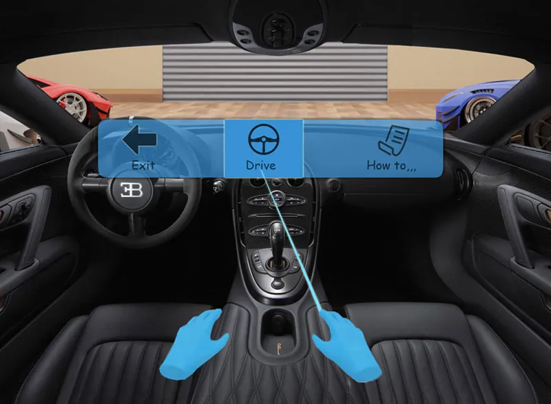 Funavry portfolio screenshot of a virtual car interior with Drive and How to controls