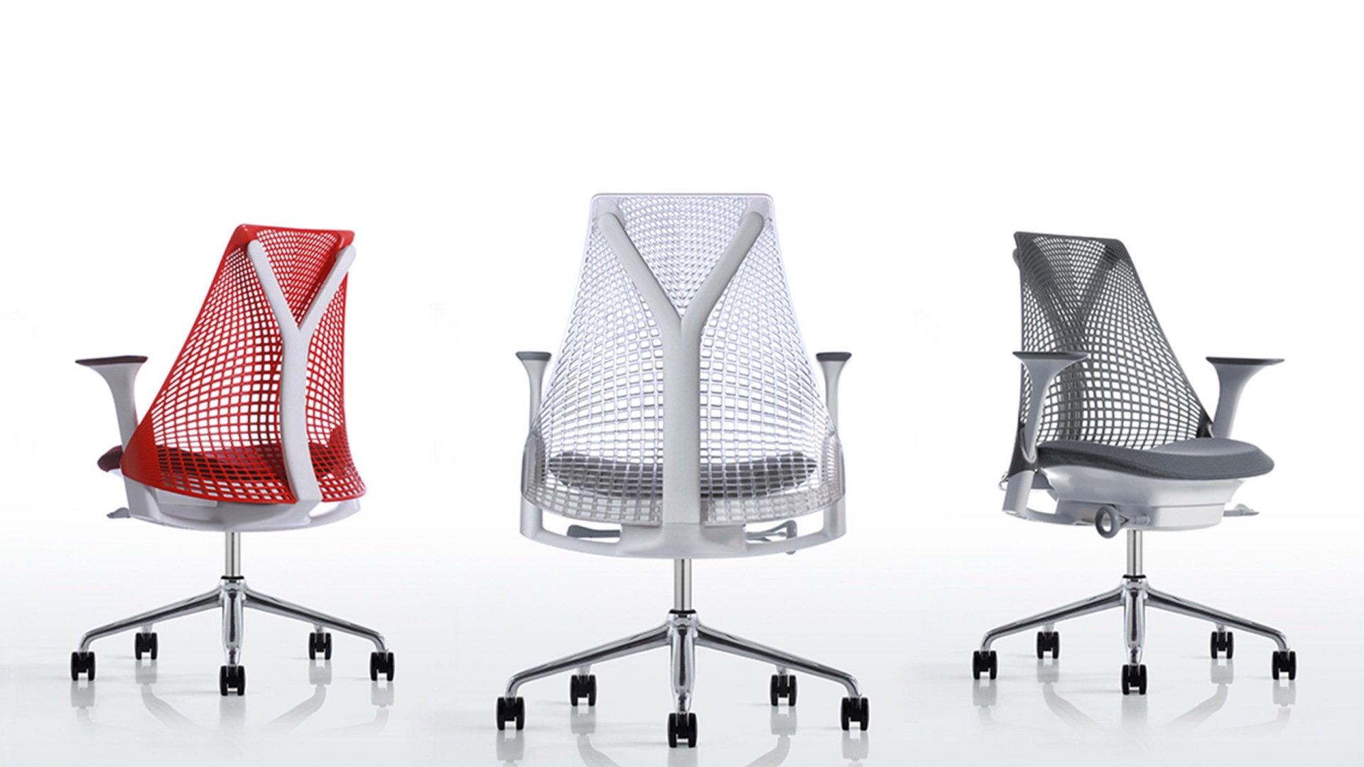 Herman Miller Sayl chair with its unframed suspension back
