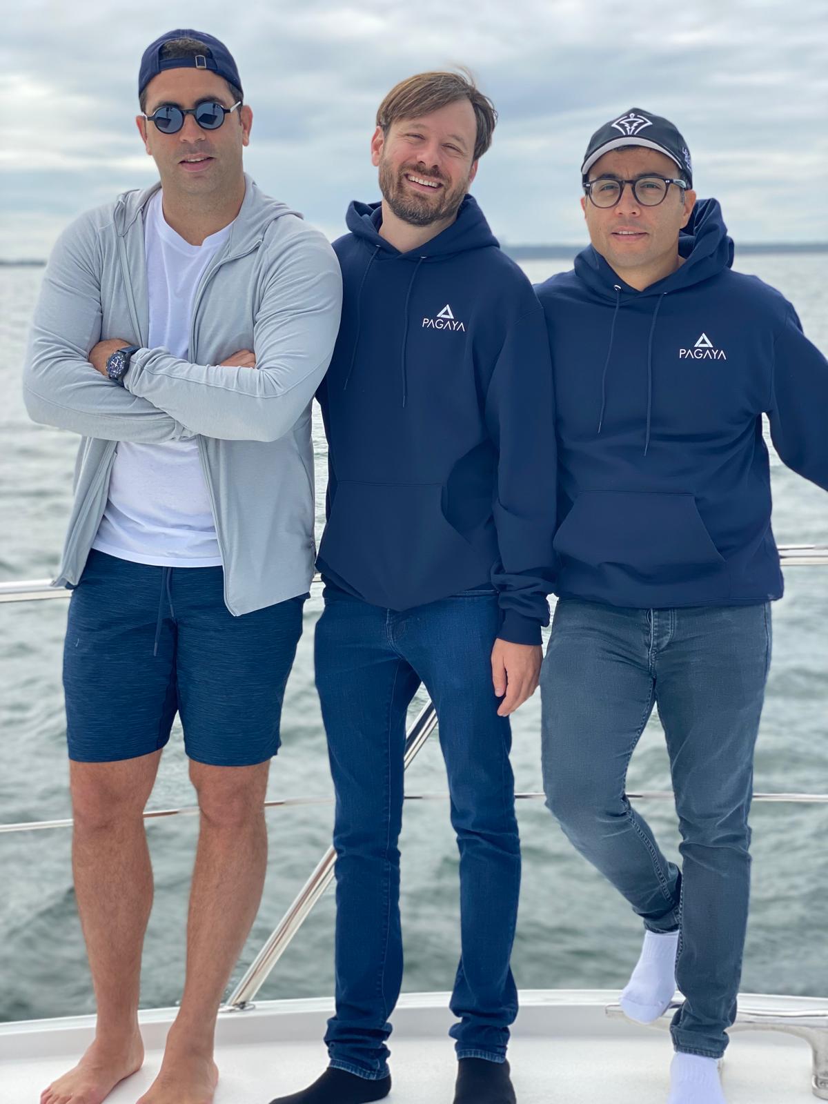 Gal Krubiner with his co-founders on a boat during a friends' trip