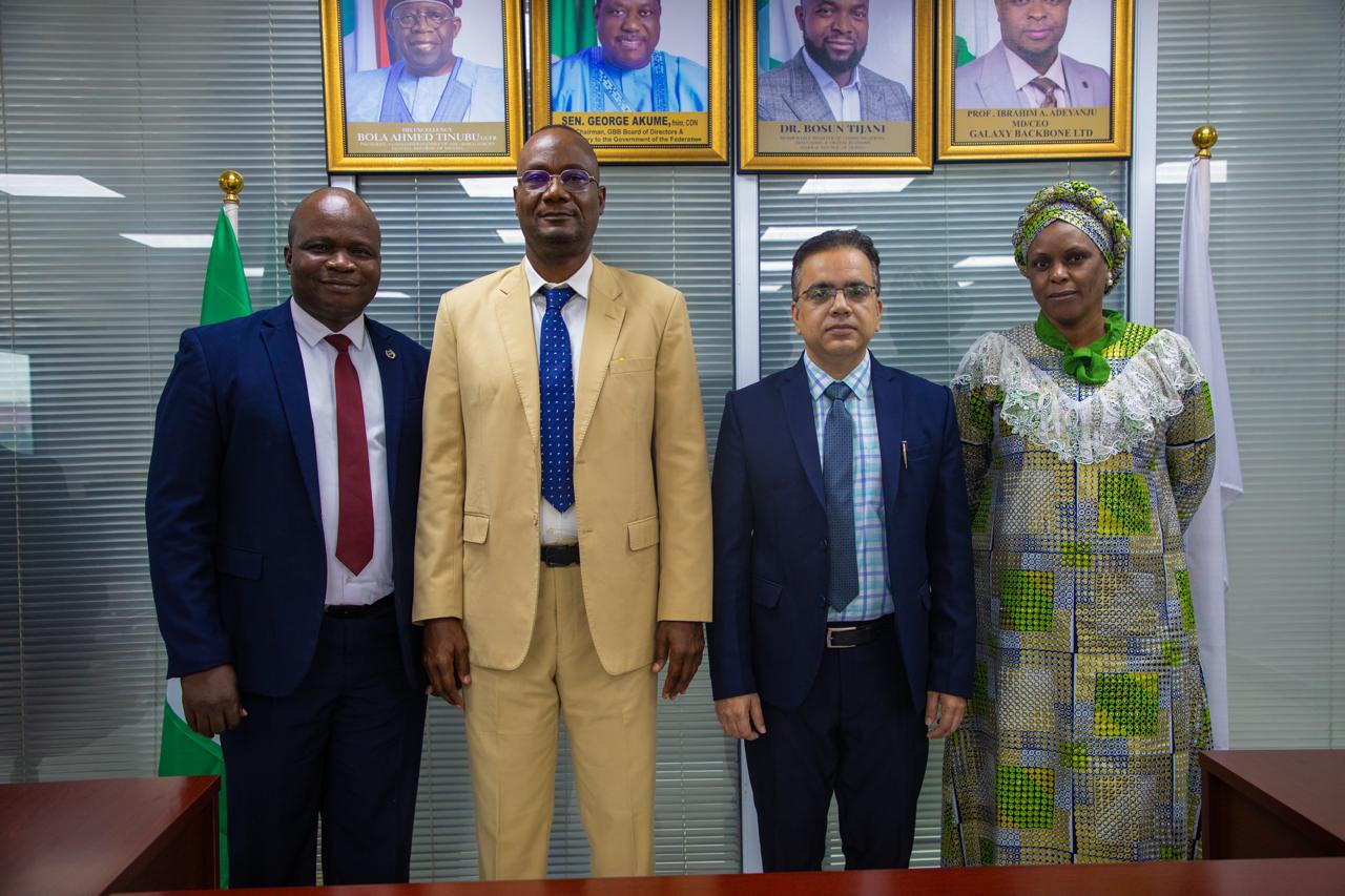 Four representatives from Simba Infrastructure and Galaxy Backbone at the communications partnership announcement